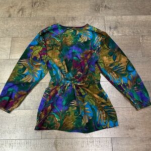 Colorful Abstract Button-Up Blouse